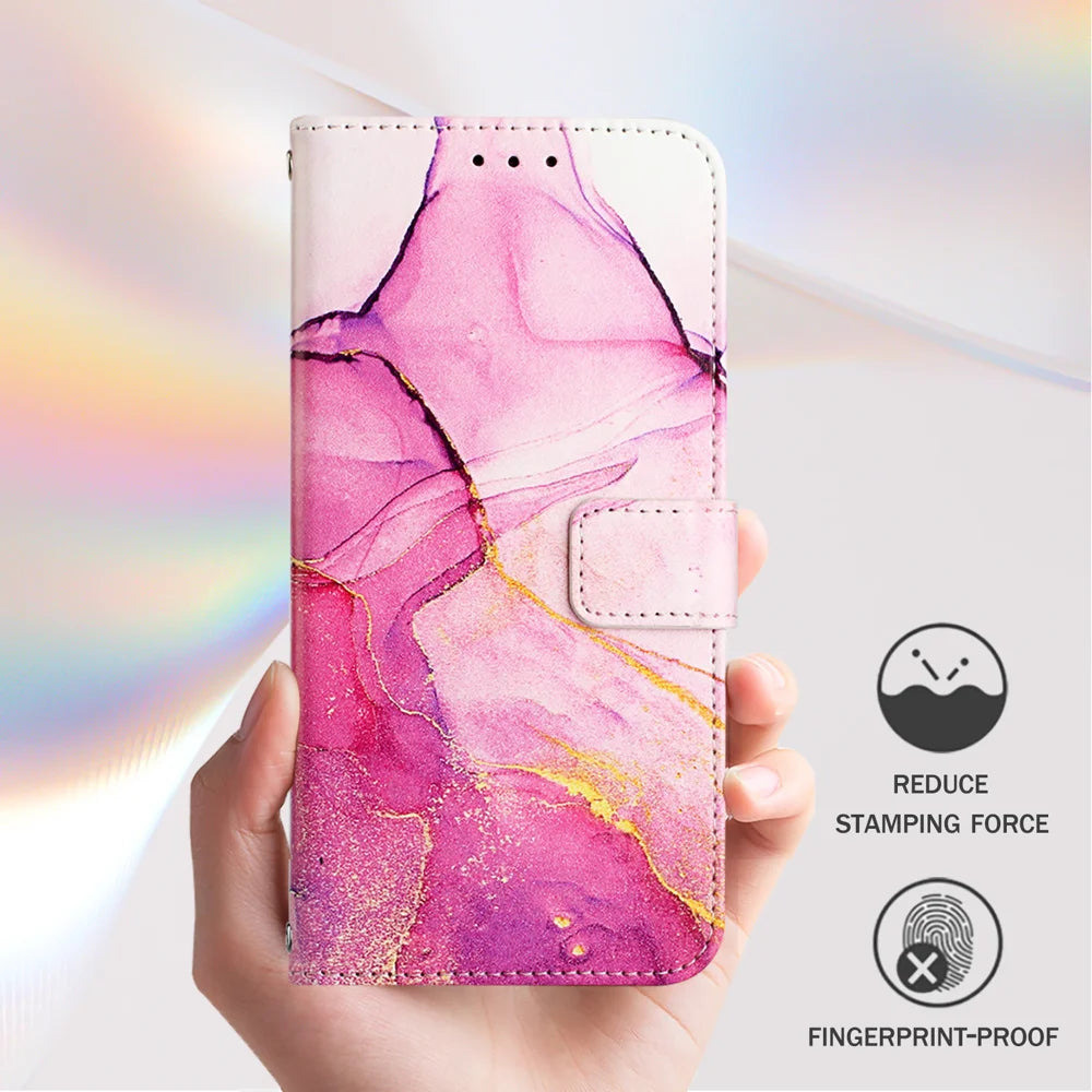 For Samsung Galaxy A06 Case YB Pattern Printing Leather Series-5   Marble Pattern Wallet Phone Cover