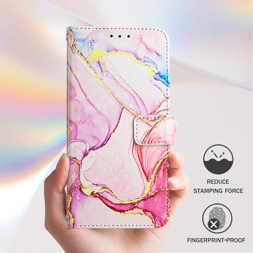 For Samsung Galaxy A06 Case YB Pattern Printing Leather Series-5   Marble Pattern Wallet Phone Cover