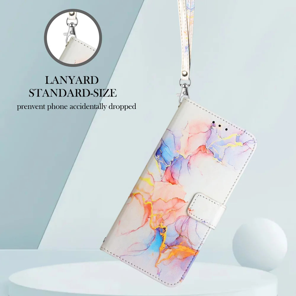 For Samsung Galaxy A06 Case YB Pattern Printing Leather Series-5   Marble Pattern Wallet Phone Cover