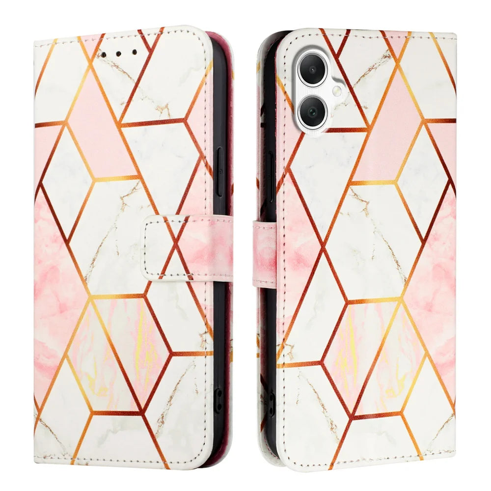 For Samsung Galaxy A06 Case YB Pattern Printing Leather Series-5   Marble Pattern Wallet Phone Cover