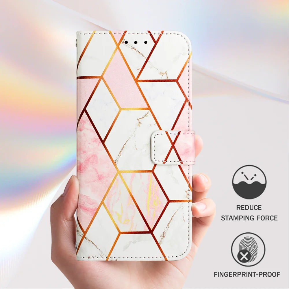 For Samsung Galaxy A06 Case YB Pattern Printing Leather Series-5   Marble Pattern Wallet Phone Cover