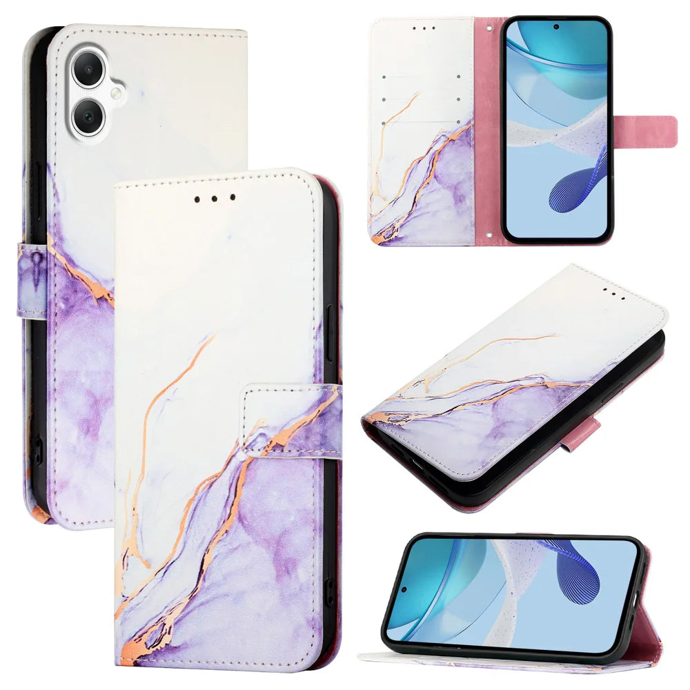 For Samsung Galaxy A06 Case YB Pattern Printing Leather Series-5   Marble Pattern Wallet Phone Cover