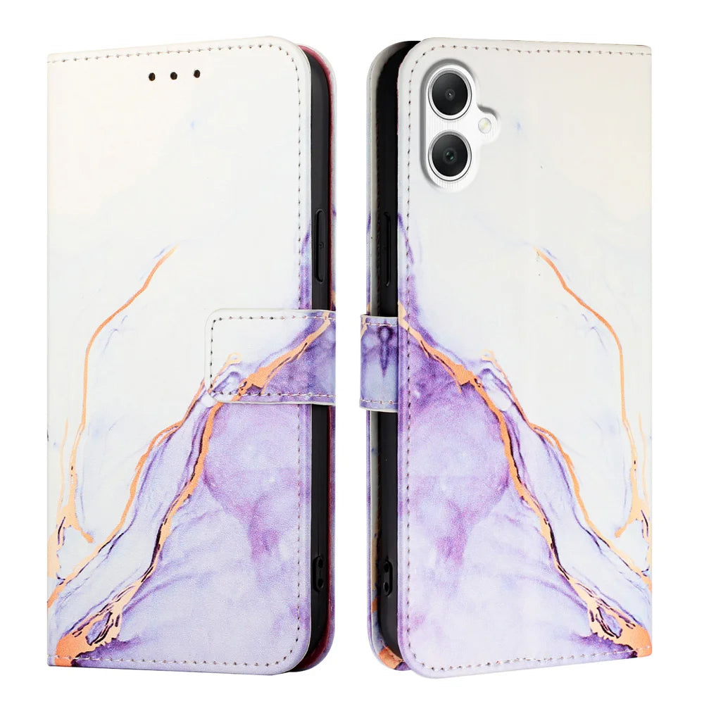 For Samsung Galaxy A06 Case YB Pattern Printing Leather Series-5   Marble Pattern Wallet Phone Cover