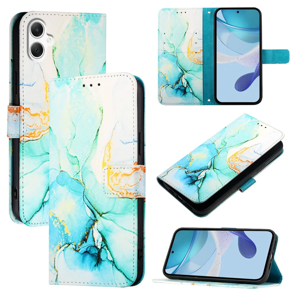 For Samsung Galaxy A06 Case YB Pattern Printing Leather Series-5   Marble Pattern Wallet Phone Cover