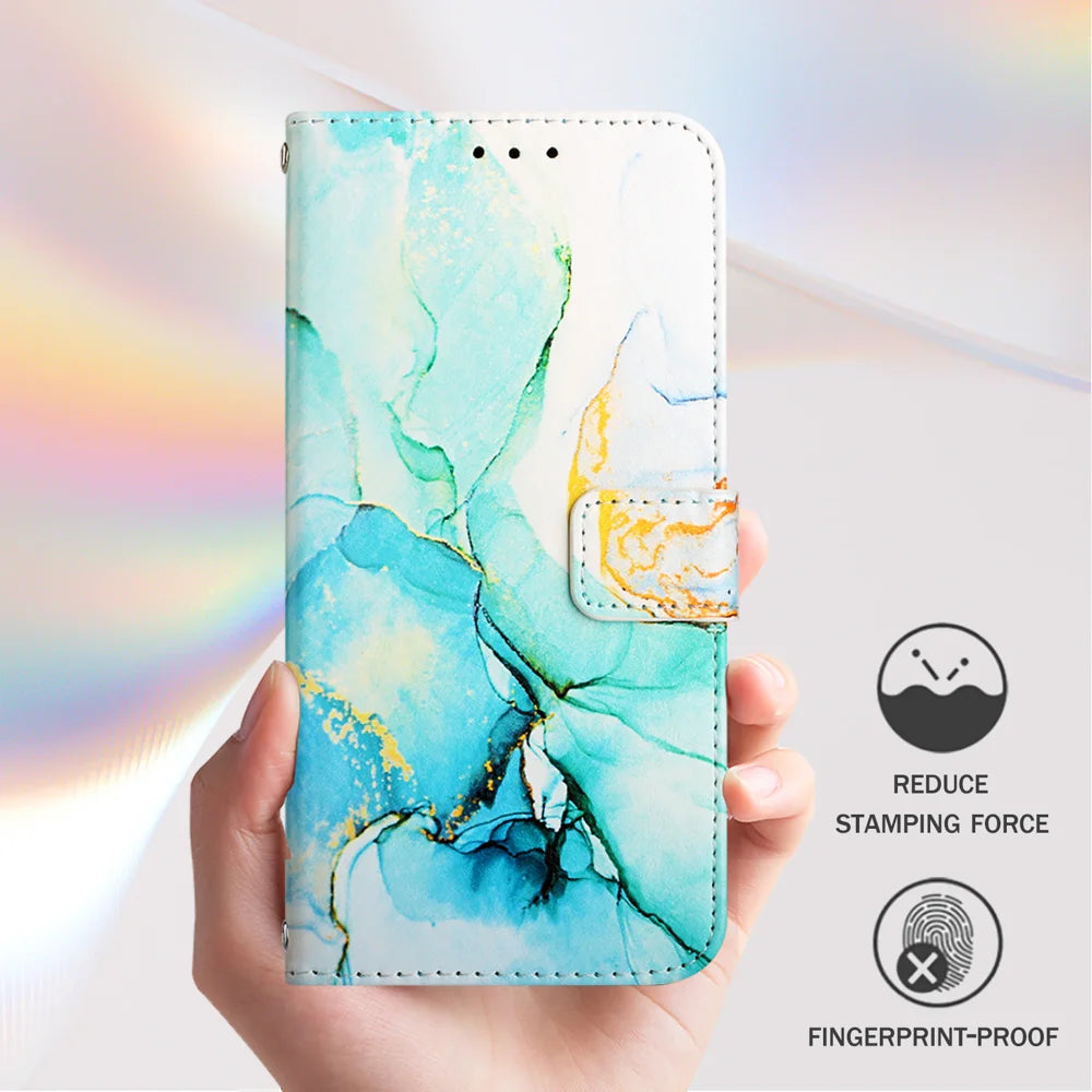 For Samsung Galaxy A06 Case YB Pattern Printing Leather Series-5   Marble Pattern Wallet Phone Cover