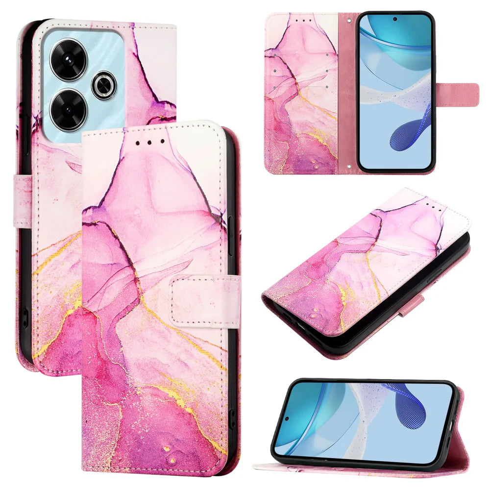 For Xiaomi Redmi 13 4G Case YB Pattern Printing Leather Series-5   Marble Pattern Wallet Phone Cover