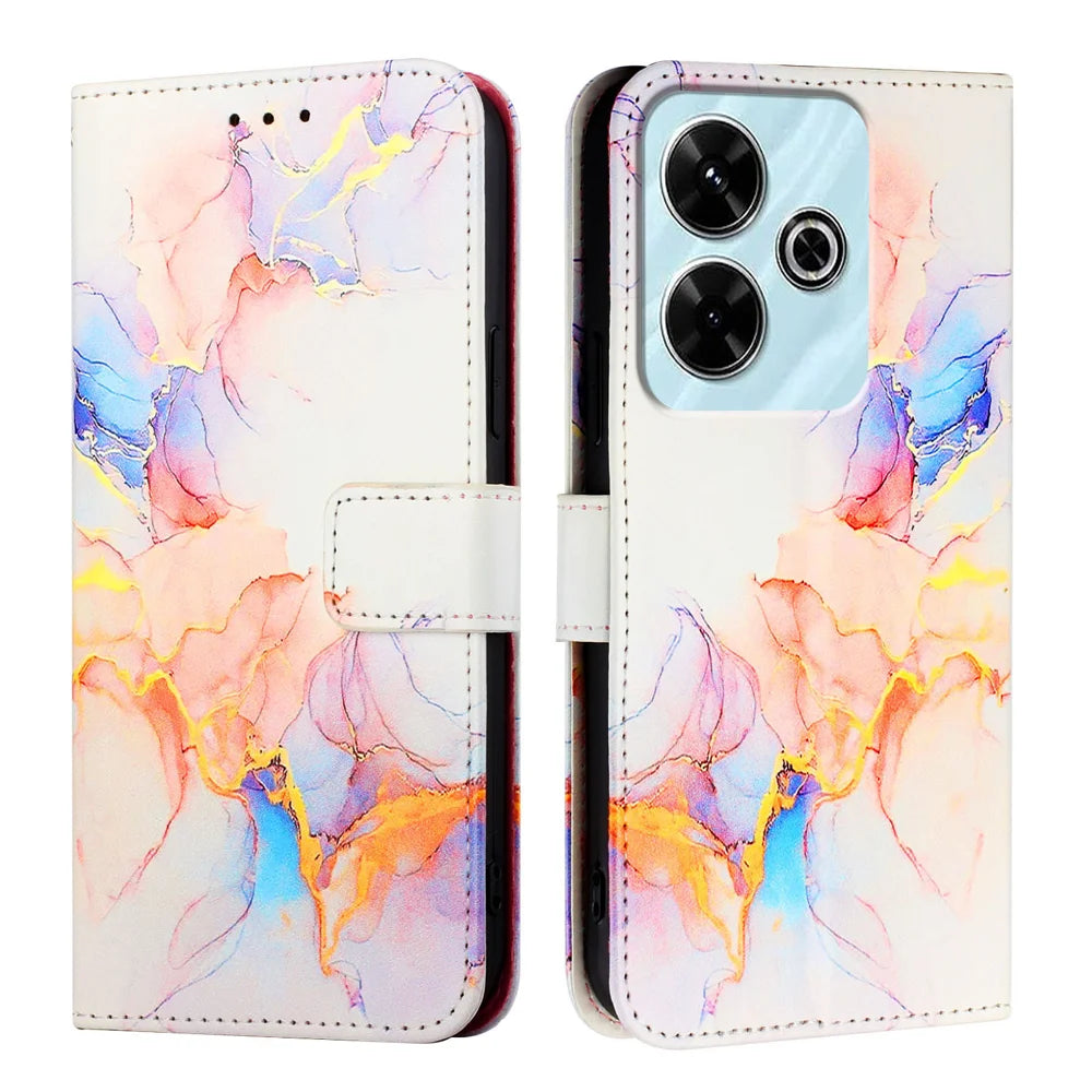 For Xiaomi Redmi 13 4G Case YB Pattern Printing Leather Series-5   Marble Pattern Wallet Phone Cover