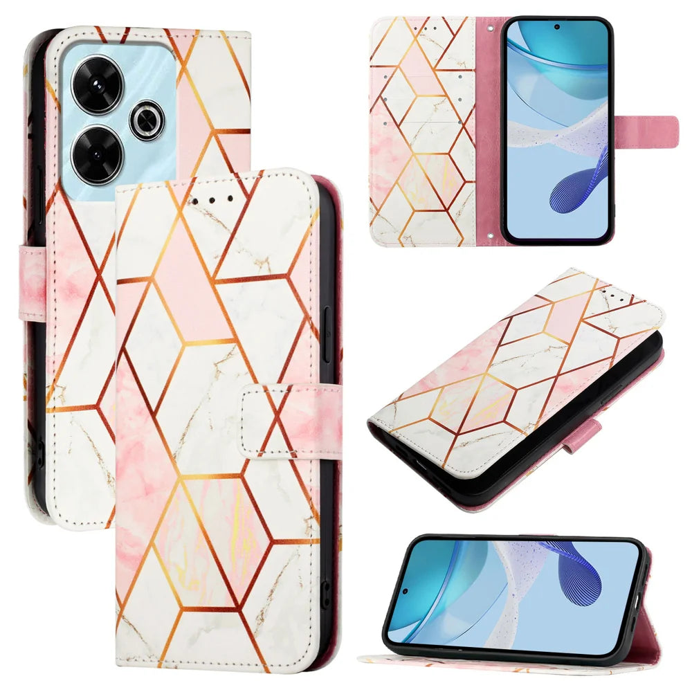 For Xiaomi Redmi 13 4G Case YB Pattern Printing Leather Series-5   Marble Pattern Wallet Phone Cover
