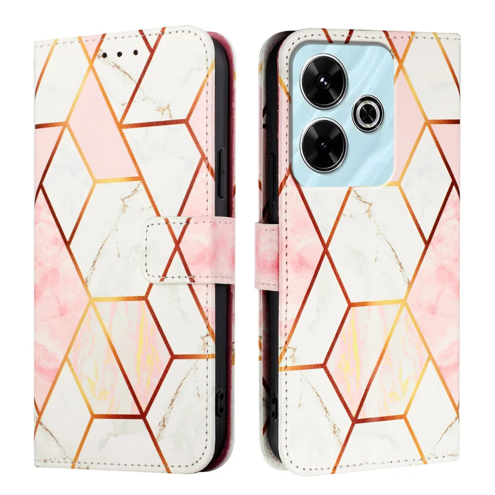 For Xiaomi Redmi 13 4G Case YB Pattern Printing Leather Series-5   Marble Pattern Wallet Phone Cover