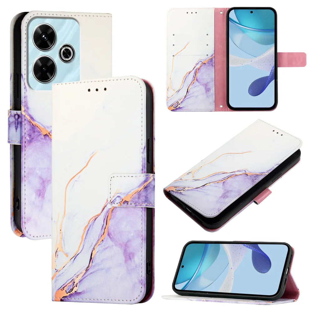 For Xiaomi Redmi 13 4G Case YB Pattern Printing Leather Series-5   Marble Pattern Wallet Phone Cover