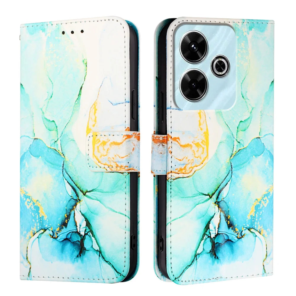 For Xiaomi Redmi 13 4G Case YB Pattern Printing Leather Series-5   Marble Pattern Wallet Phone Cover