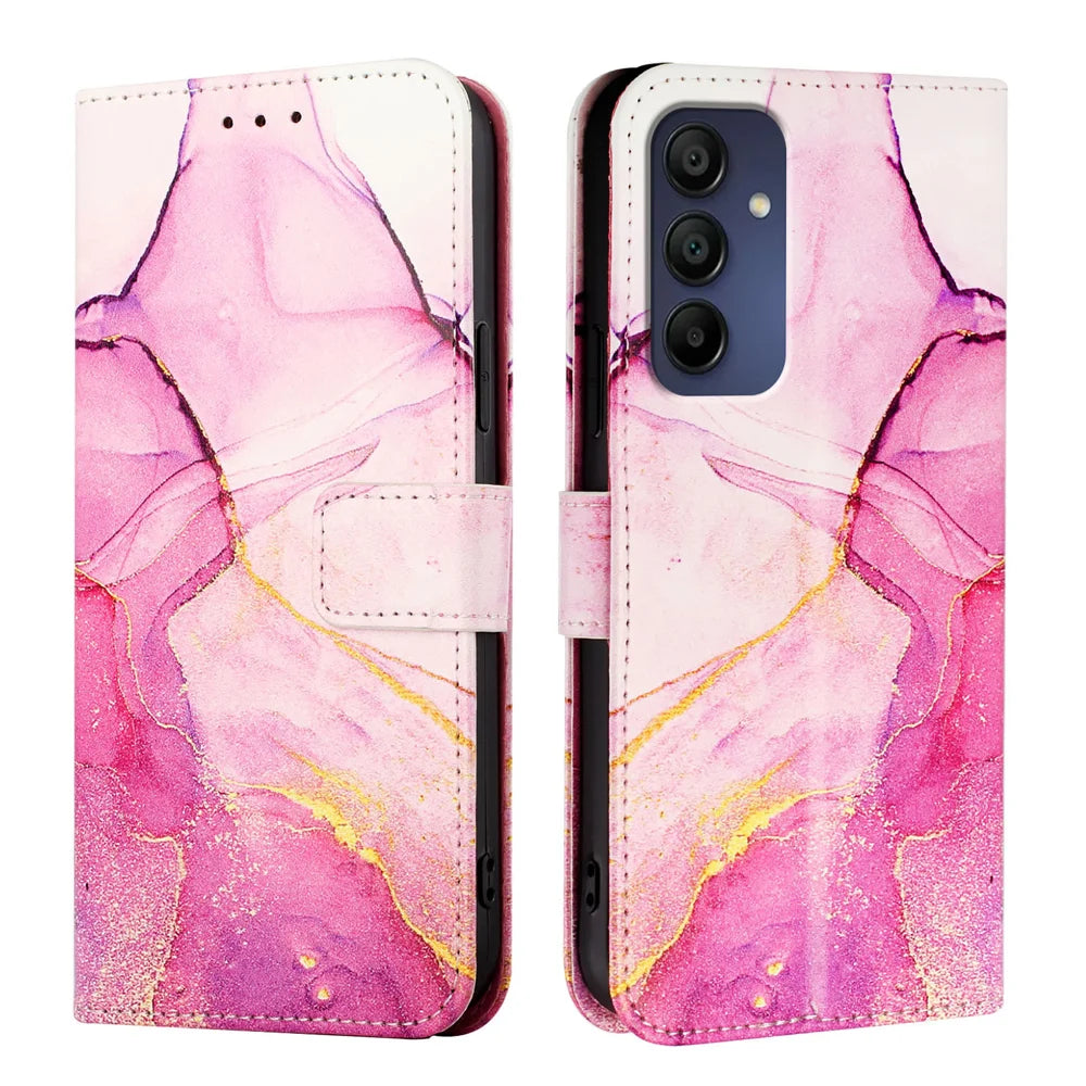 For Samsung Galaxy A16 5G Case YB Pattern Printing Leather Series-5   Marble Pattern Wallet Phone Cover
