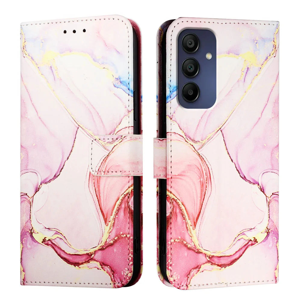 For Samsung Galaxy A16 5G Case YB Pattern Printing Leather Series-5   Marble Pattern Wallet Phone Cover