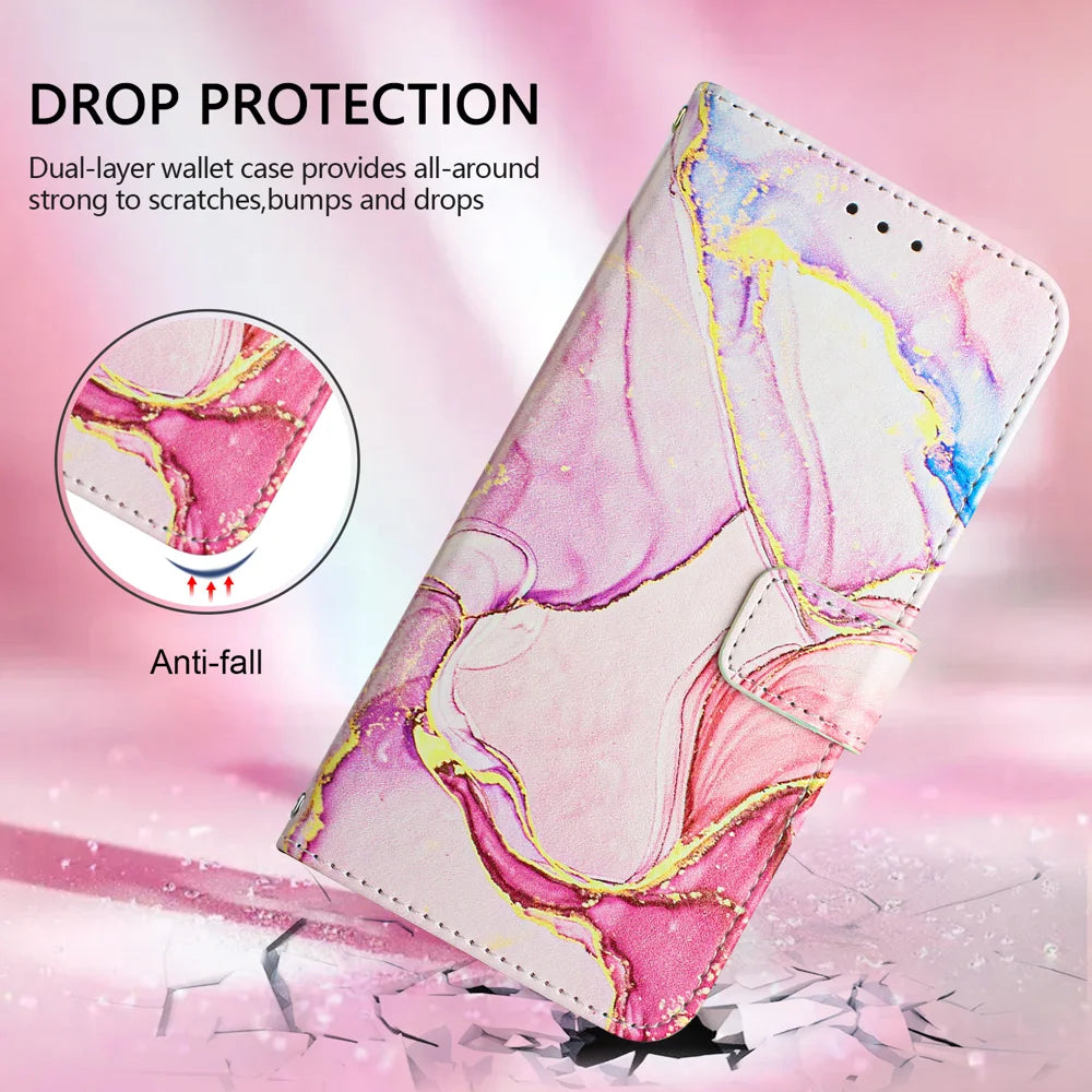 For Samsung Galaxy A16 5G Case YB Pattern Printing Leather Series-5   Marble Pattern Wallet Phone Cover