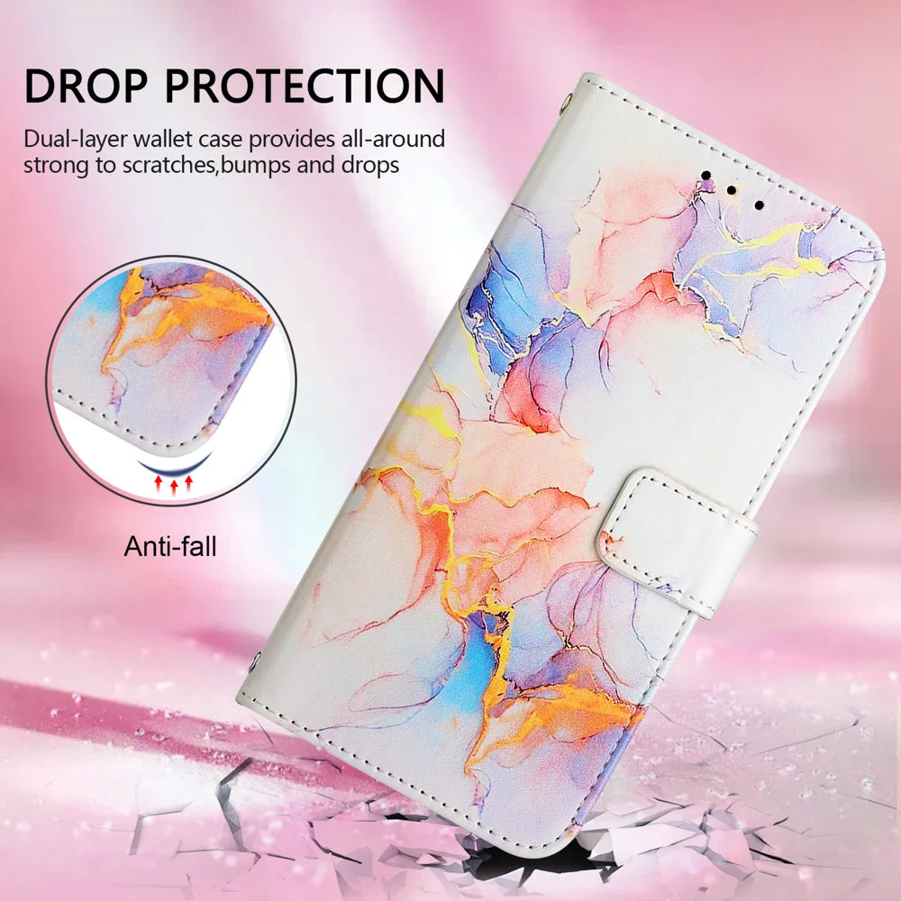 For Samsung Galaxy A16 5G Case YB Pattern Printing Leather Series-5   Marble Pattern Wallet Phone Cover