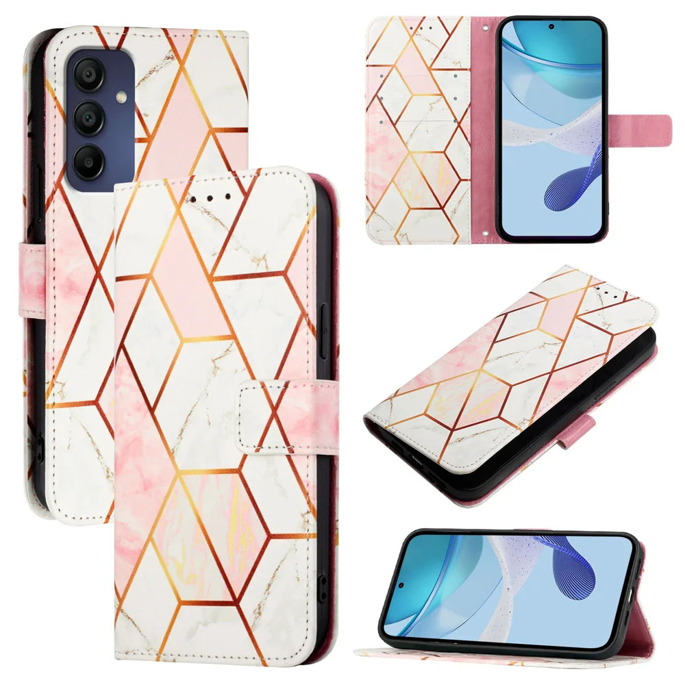 For Samsung Galaxy A16 5G Case YB Pattern Printing Leather Series-5   Marble Pattern Wallet Phone Cover