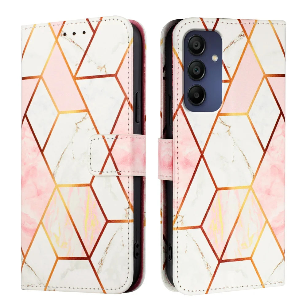 For Samsung Galaxy A16 5G Case YB Pattern Printing Leather Series-5   Marble Pattern Wallet Phone Cover