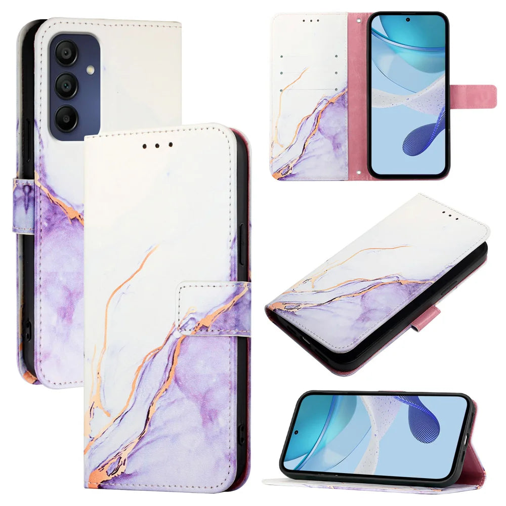 For Samsung Galaxy A16 5G Case YB Pattern Printing Leather Series-5   Marble Pattern Wallet Phone Cover