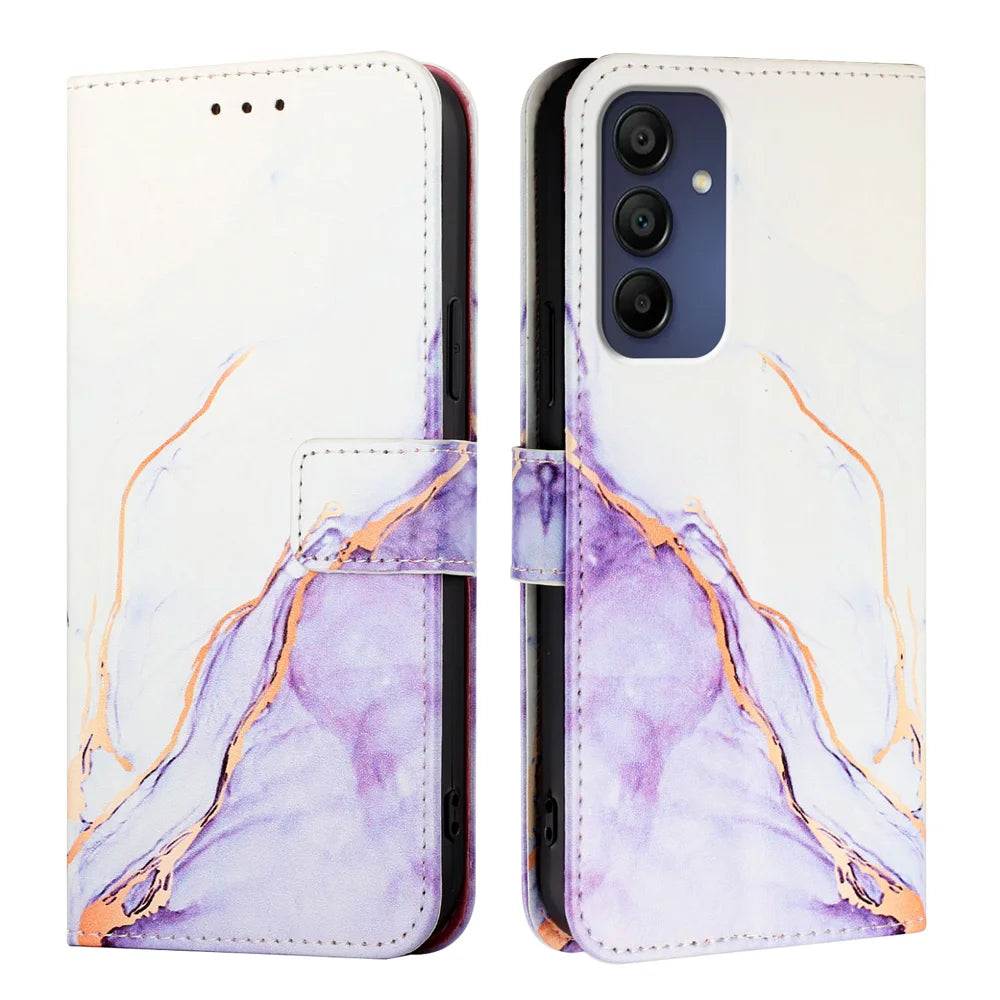 For Samsung Galaxy A16 5G Case YB Pattern Printing Leather Series-5   Marble Pattern Wallet Phone Cover