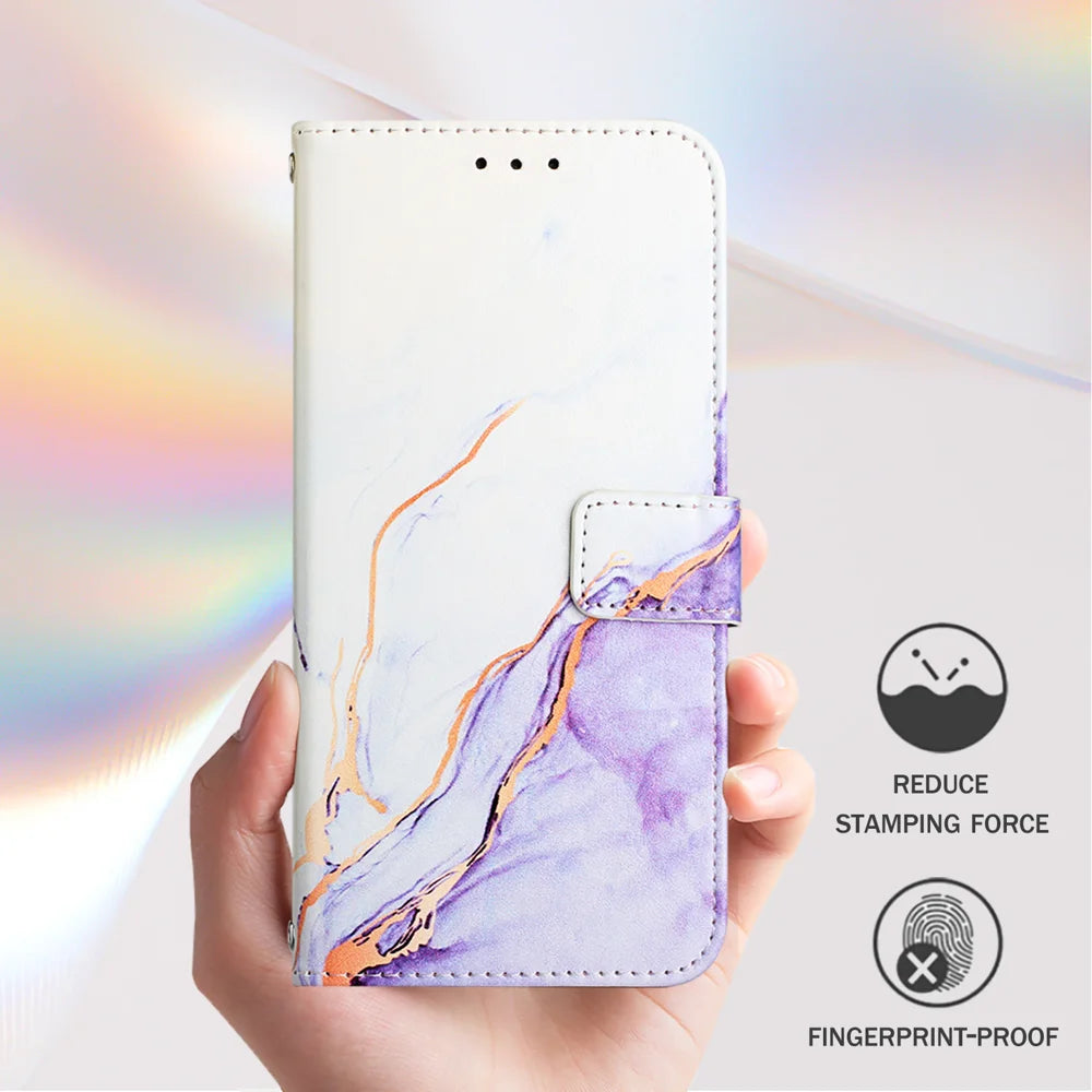 For Samsung Galaxy A16 5G Case YB Pattern Printing Leather Series-5   Marble Pattern Wallet Phone Cover