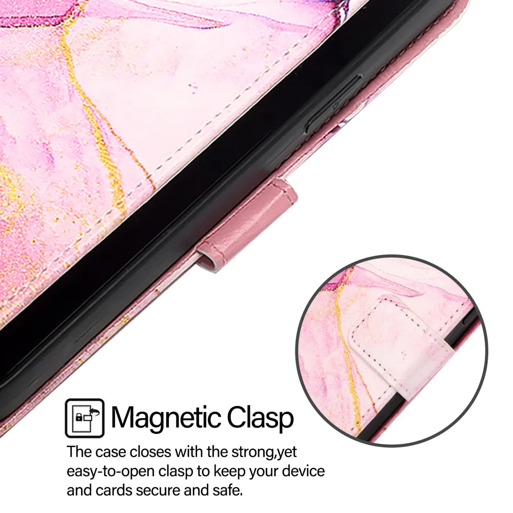 For Samsung Galaxy S24 FE Case YB Pattern Printing Leather Series-5   Marble Pattern Wallet Phone Cover