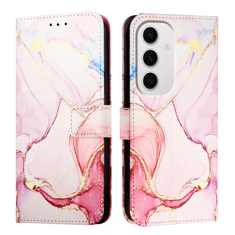 For Samsung Galaxy S24 FE Case YB Pattern Printing Leather Series-5   Marble Pattern Wallet Phone Cover