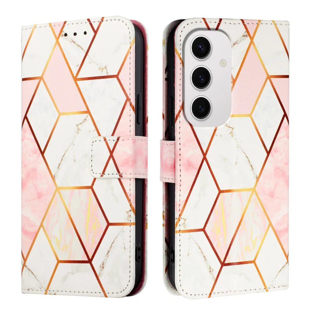 For Samsung Galaxy S24 FE Case YB Pattern Printing Leather Series-5   Marble Pattern Wallet Phone Cover