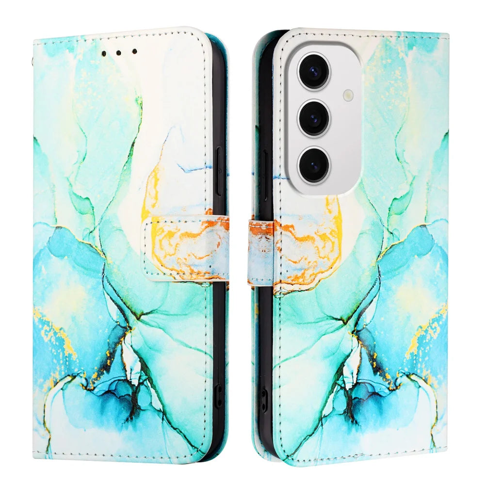 For Samsung Galaxy S24 FE Case YB Pattern Printing Leather Series-5   Marble Pattern Wallet Phone Cover