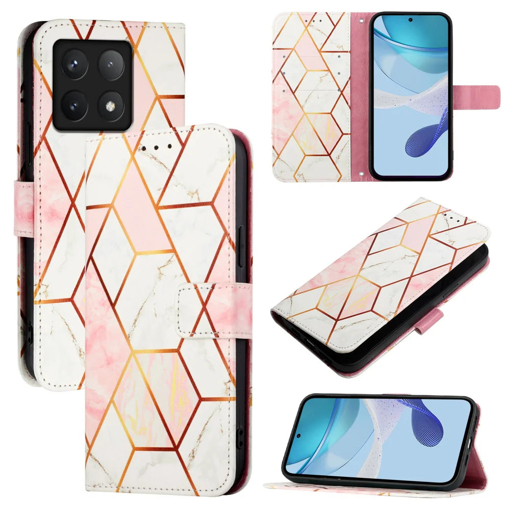 For Xiaomi 14T Case YB Pattern Printing Leather Series-5   Marble Pattern Wallet Phone Cover