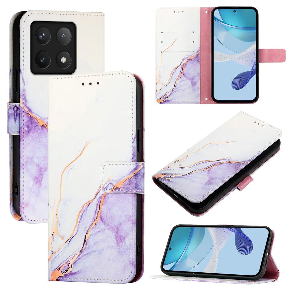 For Xiaomi 14T Case YB Pattern Printing Leather Series-5   Marble Pattern Wallet Phone Cover