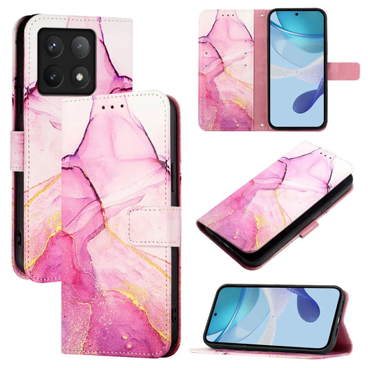 For Xiaomi 14T Pro Case YB Pattern Printing Leather Series-5   Marble Pattern Wallet Phone Cover