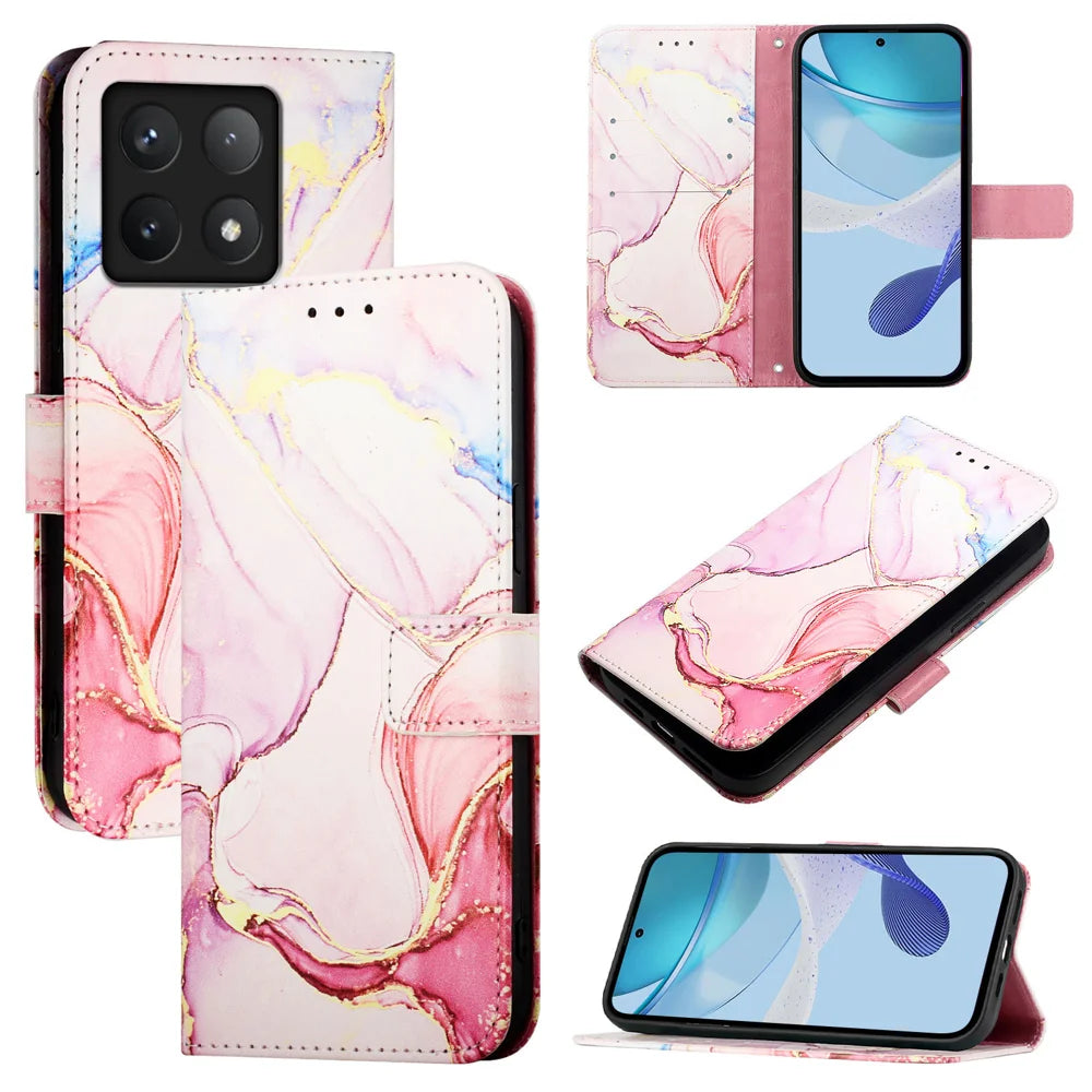 For Xiaomi 14T Pro Case YB Pattern Printing Leather Series-5   Marble Pattern Wallet Phone Cover