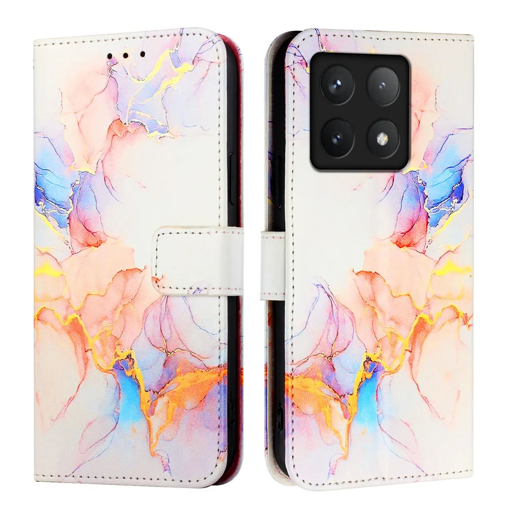 For Xiaomi 14T Pro Case YB Pattern Printing Leather Series-5   Marble Pattern Wallet Phone Cover
