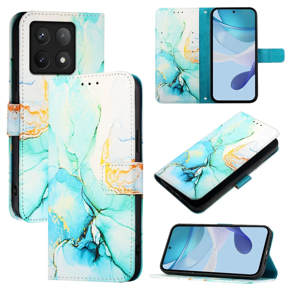 For Xiaomi 14T Pro Case YB Pattern Printing Leather Series-5   Marble Pattern Wallet Phone Cover