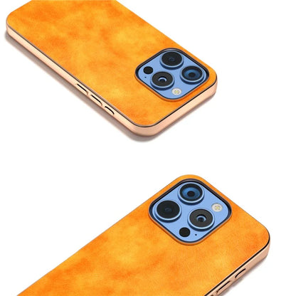 For iPhone 16 Pro Case Electroplating Phone Cover PU Leather+TPU Litchi Texture Case