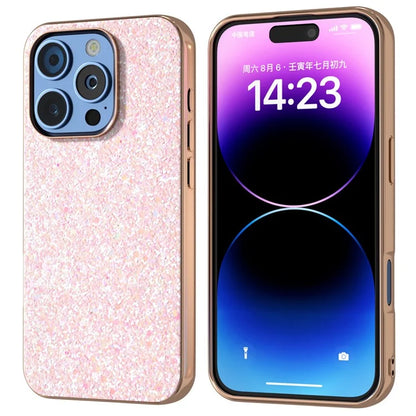For iPhone 16 Pro Max Case Electroplating Phone Cover Colored Glitter Design PU+TPU Protective Case
