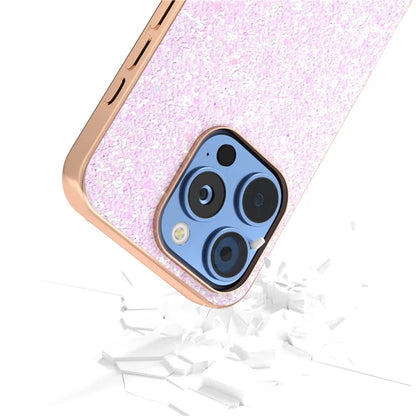 For iPhone 16 Pro Max Case Electroplating Phone Cover Colored Glitter Design PU+TPU Protective Case