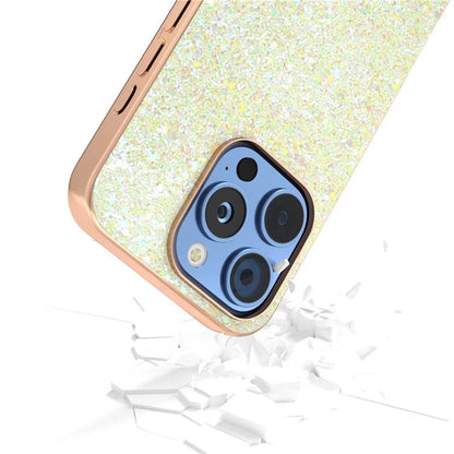 For iPhone 16 Pro Max Case Electroplating Phone Cover Colored Glitter Design PU+TPU Protective Case