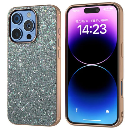 For iPhone 16 Pro Max Case Electroplating Phone Cover Colored Glitter Design PU+TPU Protective Case