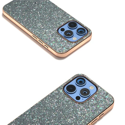 For iPhone 16 Pro Max Case Electroplating Phone Cover Colored Glitter Design PU+TPU Protective Case