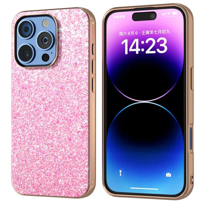 For iPhone 16 Pro Max Case Electroplating Phone Cover Colored Glitter Design PU+TPU Protective Case