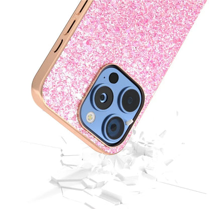 For iPhone 16 Pro Max Case Electroplating Phone Cover Colored Glitter Design PU+TPU Protective Case