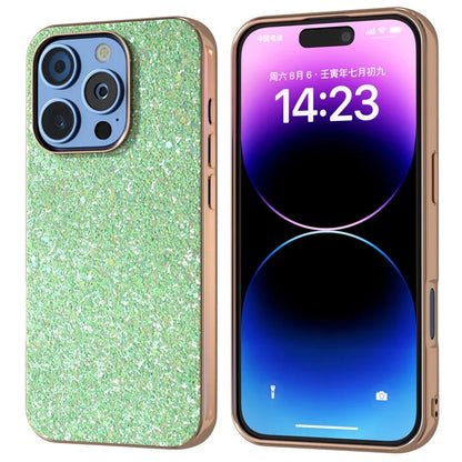For iPhone 16 Pro Max Case Electroplating Phone Cover Colored Glitter Design PU+TPU Protective Case