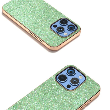 For iPhone 16 Pro Max Case Electroplating Phone Cover Colored Glitter Design PU+TPU Protective Case