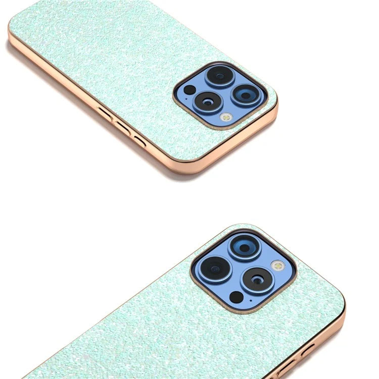 For iPhone 16 Pro Max Case Electroplating Phone Cover Colored Glitter Design PU+TPU Protective Case