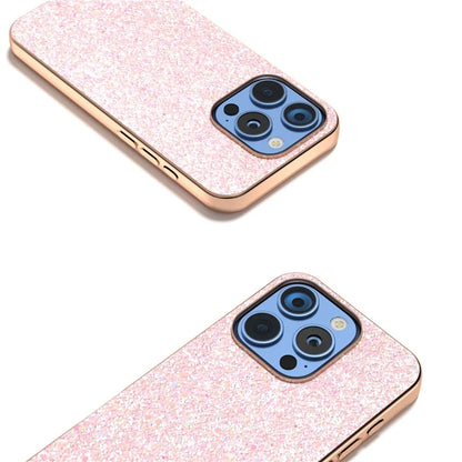 For iPhone 16 Pro Case Electroplating Phone Cover Colored Glitter Design PU+TPU Protective Case