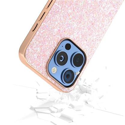 For iPhone 16 Pro Case Electroplating Phone Cover Colored Glitter Design PU+TPU Protective Case