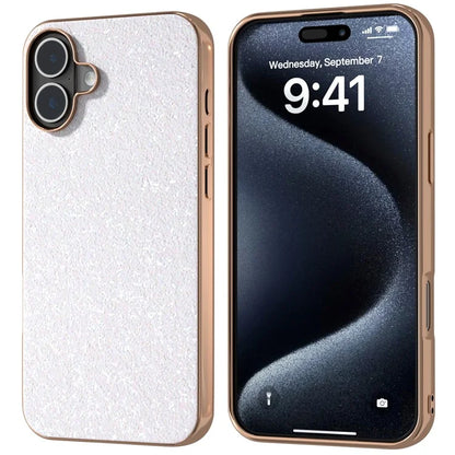 For iPhone 16 Plus Case Electroplating Phone Cover Colored Glitter Design PU+TPU Protective Case