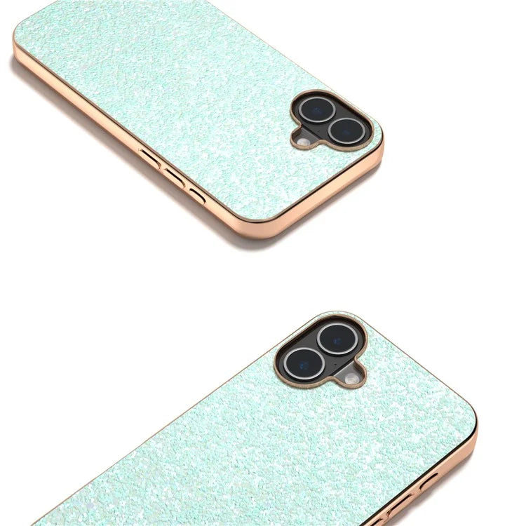 For iPhone 16 Case Electroplating Phone Cover Colored Glitter Design PU+TPU Protective Case