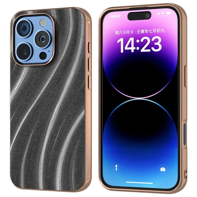 For iPhone 16 Pro Case Electroplating Phone Cover Milky Way Pattern PU+TPU Protective Case
